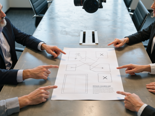 Engineers discussing custom safety equipment design at a conference table